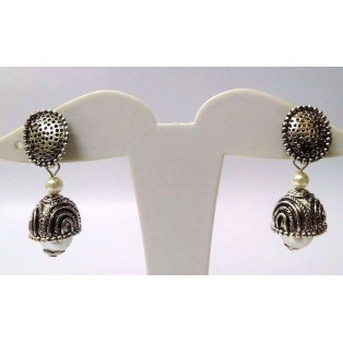 Silver Oxidized Earrings Jhumka Jhumki Ethnic Imitation Jewelry Dangle Long EA22